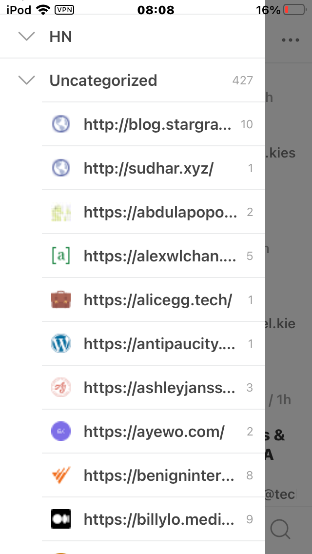 Importing OPML - View from Feedly app