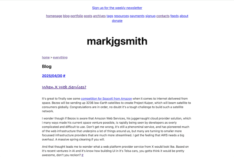 Old site design