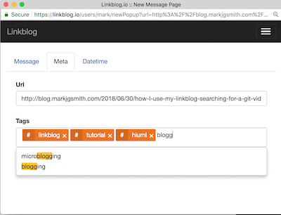 Linkblog popup bookmarklet edit message text