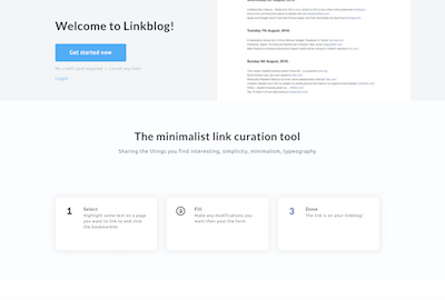 Linkblog Redesign - Landing page 1